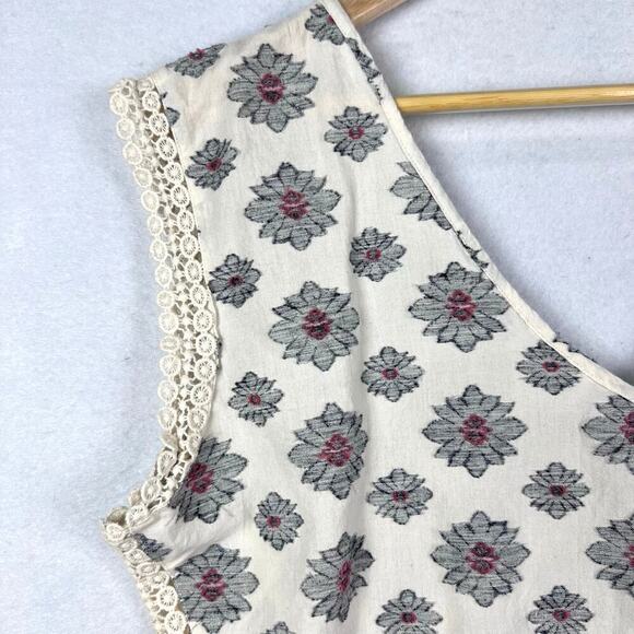 Shyanne Western Tank Top Button Down Lace Embroidered Floral Stripe Large - Picture 6 of 10